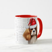 Cavalier King Charles Dog Santa op houten achtergr Mok (Voorkant rechts)