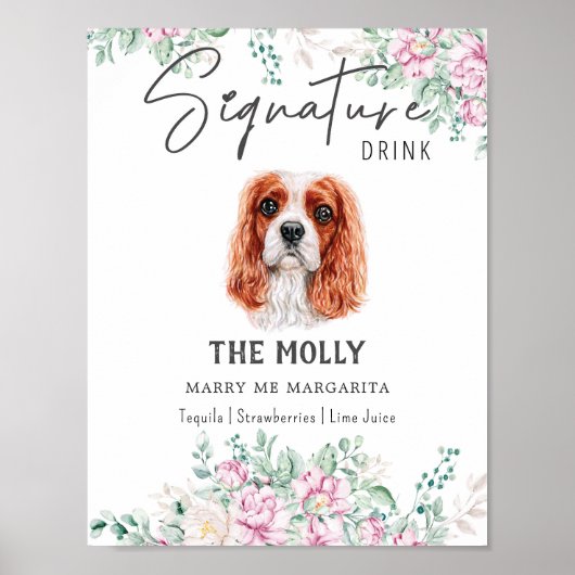 Cavalier King Charles Dog Signature Drink Sign Poster (Voorkant)