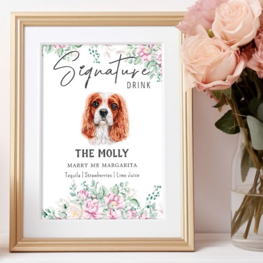 Cavalier King Charles Dog Signature Drink Sign Poster