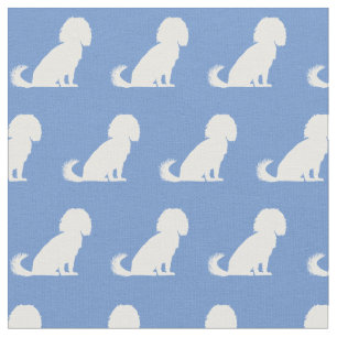 Cavalier King Charles Dog Silhouette Pet Blue Stof