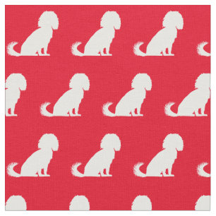 Cavalier King Charles Dog Silhouette Pet Red Stof