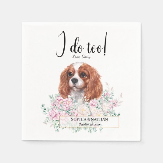 Cavalier King Charles Dog Wedding Cocktail Napkins Servet (Voorkant)