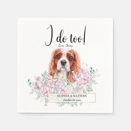 Cavalier King Charles Dog Wedding Cocktail Napkins Servet (Voorkant)
