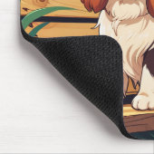 Cavalier King Charles driekleur op een bank Muismat (Hoek)