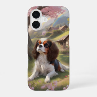 Cavalier King Charles driekleurige Kersenbloesems iPhone 16 Hoesje