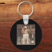 Cavalier King Charles drinkt champagne grappig Sleutelhanger (Voorkant)