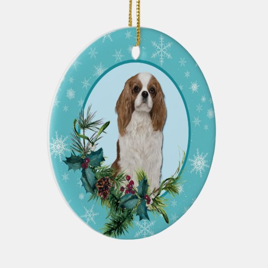 Cavalier King Charles Evergreen Blue Snowflake Keramisch Ornament (Rechts)