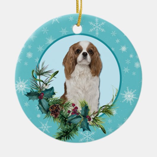 Cavalier King Charles Evergreen Blue Snowflake Keramisch Ornament (Voorkant)