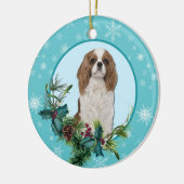 Cavalier King Charles Evergreen Blue Snowflake Keramisch Ornament (Links)