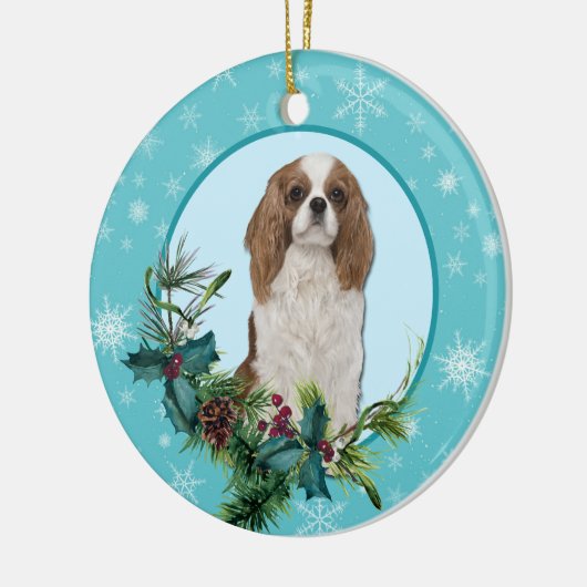 Cavalier King Charles Evergreen Blue Snowflake Keramisch Ornament (Links)