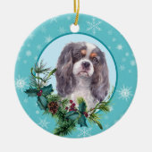 Cavalier King Charles Evergreen Blue Snowflake Keramisch Ornament (Voorkant)
