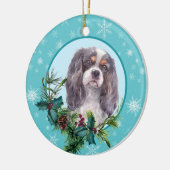 Cavalier King Charles Evergreen Blue Snowflake Keramisch Ornament (Links)