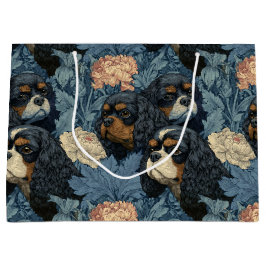 Cavalier King Charles Floral Blue Design Groot Cadeauzakje