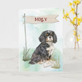 Cavalier King Charles Gefeliciteerd met nieuwe hon Kaart (Gele Bloem)