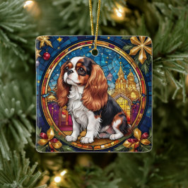 Cavalier King Charles Glas in lood Christmas Keramisch Ornament