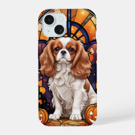 Cavalier King Charles Glas in lood Halloween Herfs iPhone 15 Case