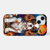 Cavalier King Charles Glas in lood Halloween iPhone 15 Case (Achterkant horizontaal)
