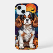 Cavalier King Charles Glas in lood Halloween iPhone 15 Case (Achterkant)
