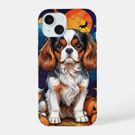 Cavalier King Charles Glas in lood Halloween iPhone 15 Case