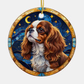 Cavalier King Charles Glas in lood Night Sky Moon Keramisch Ornament (Voorkant)