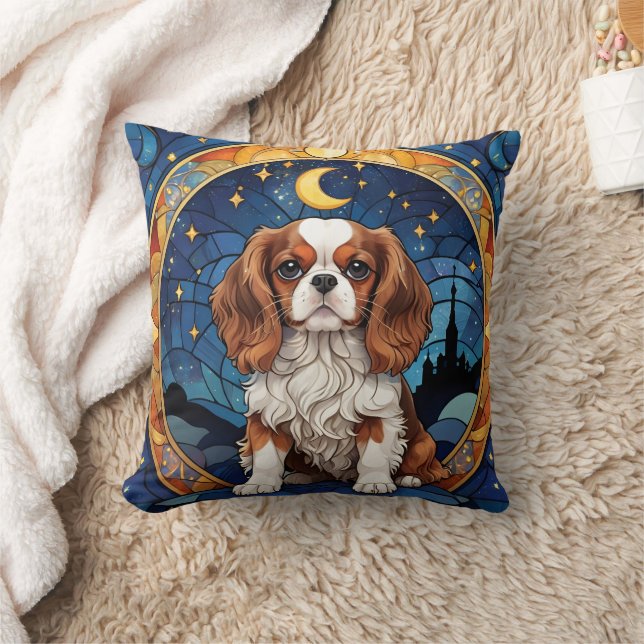 Cavalier King Charles Glas in lood Night Sky Moon Kussen (Deken)
