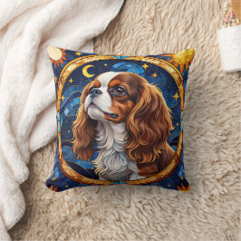 Cavalier King Charles Glas in lood Night Sky Moon Kussen