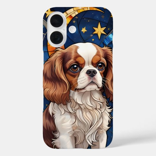 Cavalier King Charles Glas in lood Stars & Moon Case-Mate iPhone Case (Achterkant)