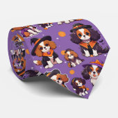 Cavalier King Charles Halloween patroon Stropdas (Opgerold)