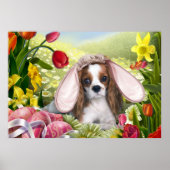 Cavalier King Charles Happy Easter Art Poster (Voorkant)