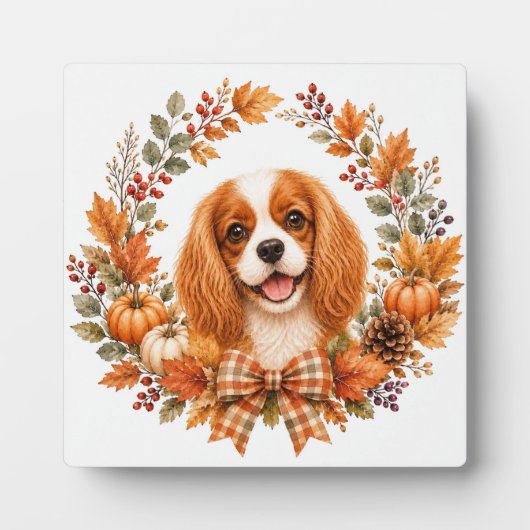 Cavalier King Charles Herfst Fotoplaat (Voorkant)