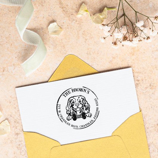 Cavalier King Charles Hond Familie Retouradres Rubberstempel