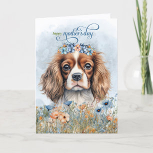Cavalier King Charles Hond Madeliefjes Moederdag Feestdagen Kaart