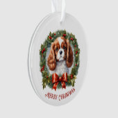 Cavalier King Charles Hondenpuppy Naam Kerstmis Ornament (voorkant)