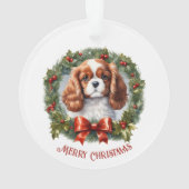 Cavalier King Charles Hondenpuppy Naam Kerstmis Ornament (achterkant)