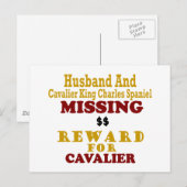 Cavalier King Charles & Husband Missing Reward Briefkaart (Voorkant / Achterkant)
