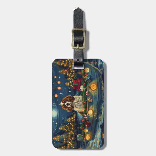 Cavalier King Charles Kerst Feestelijke reis Bagagelabel (Voorkant verticaal)