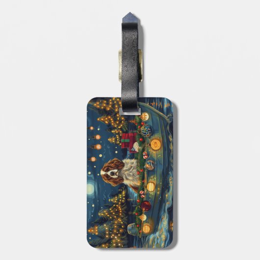 Cavalier King Charles Kerst Feestelijke reis Bagagelabel (Achterkant verticaal)