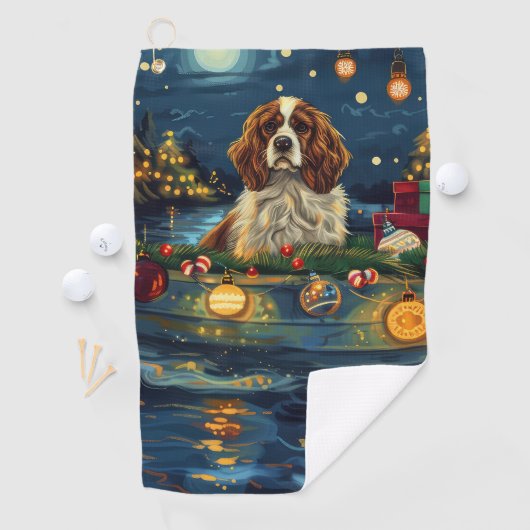 Cavalier King Charles Kerst Feestelijke reis Golfhanddoek (Insitu)