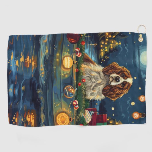 Cavalier King Charles Kerst Feestelijke reis Golfhanddoek (Horizontaal)
