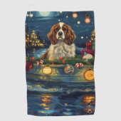 Cavalier King Charles Kerst Feestelijke reis Golfhanddoek (Voorkant)
