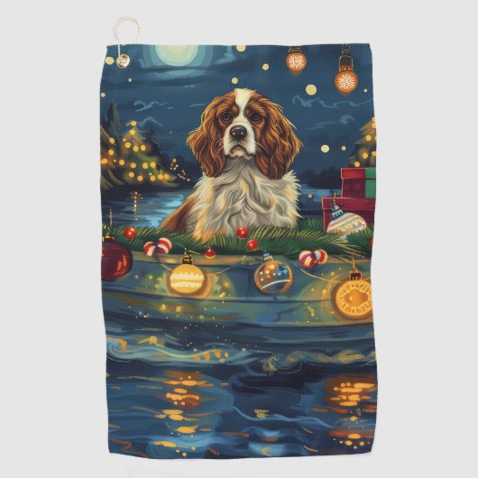 Cavalier King Charles Kerst Feestelijke reis Golfhanddoek (Voorkant)