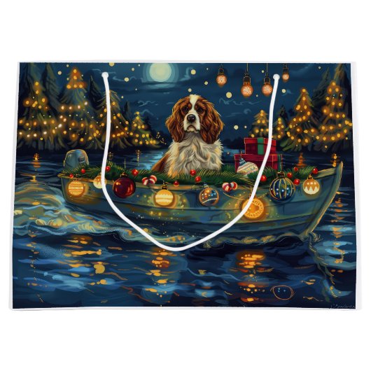 Cavalier King Charles Kerst Feestelijke reis Groot Cadeauzakje (Voorkant)