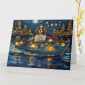 Cavalier King Charles Kerst Feestelijke reis Kaart (Gele Bloem)