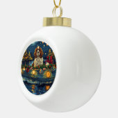 Cavalier King Charles Kerst Feestelijke reis Keramische Bal Ornament (Rechts)