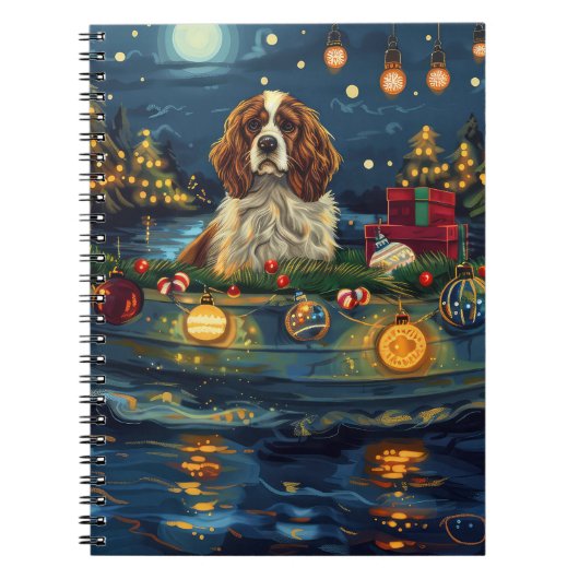 Cavalier King Charles Kerst Feestelijke reis Notitieboek (Voorkant)