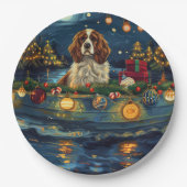 Cavalier King Charles Kerst Feestelijke reis Papieren Bordje (Voorkant)