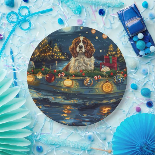 Cavalier King Charles Kerst Feestelijke reis Papieren Bordje (Feest)