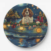 Cavalier King Charles Kerst Feestelijke reis Papieren Bordje (Voorkant)