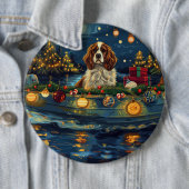 Cavalier King Charles Kerst Feestelijke reis Ronde Button 6,0 Cm (In situ)