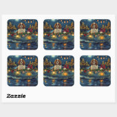 Cavalier King Charles Kerst Feestelijke reis Vierkante Sticker (Vel)